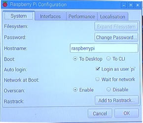 Raspberry Pi Configurationの設定画面